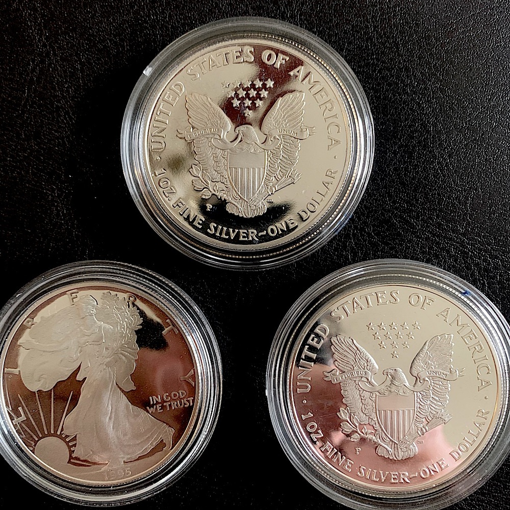 Silver American Eagle One Ounce Proof Bullion Coin,1994,1995,1997